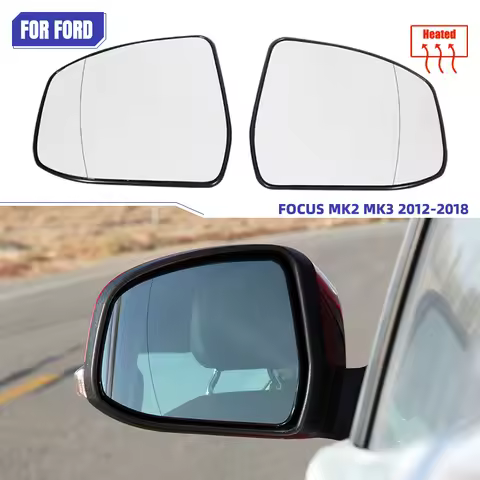 Wide Angle Heated Mirror Glass Rear View Mirror Replacement for Ford Focus II III MK2 DA DP DH DB DS