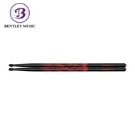 Tama 5A-F-BR Rhythmic Fire Series 5A Japanese Oak Drumsticks Black Red Pattern