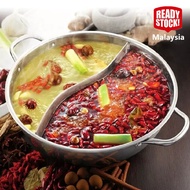 304 stainless steel Yuan Yang Hot pot 2 Flavour Steamboat 32cm / 36cm with glass lid