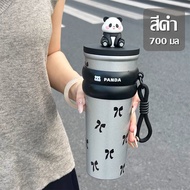 แก้วเก็บอุณหภูมิ กระติกน้ำเก็บความเย็น 700ml ขวดเก็บความเย็นเกรดฟู้ดเกรด ไม่มีสารตกค้าง ลายน่ารัก ส่