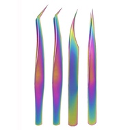 1 Pcs Rainbow Tweezers for Eyelash Extension Curler Volume Fans Eyelash Tweezers 3D Accurate Tweezers