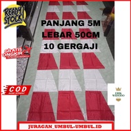 MERAH FLAG FLAG FLAG RED WHITE FLAG ZIG-ZAG LONG 5M 10 SAWS