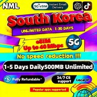 NML South Korea eSIM 5G 1-5 Days Daily500MB Unlimited Data eSIM South Korea LG SKT