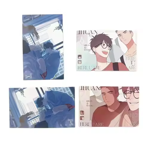 2 Pcs/Set Chinese Manhwa Here U Are Postcard Li Huan, Yu Yang Comic Characters Greeting Card Fans Co