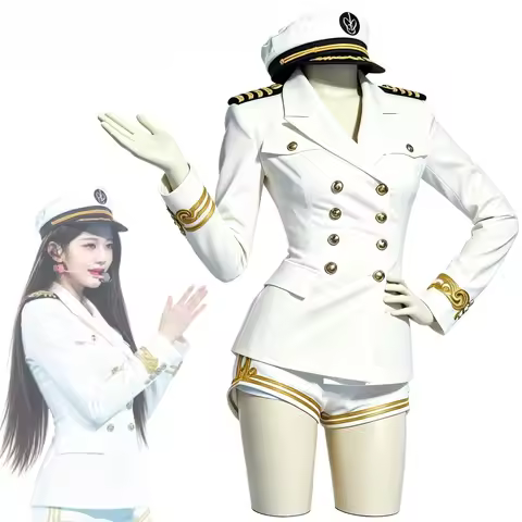 IVE Jang Wonyoung Cosplay Costume 장원영 White Sailor Navy Uniform Kpop Girls Group IVE Stage Performan