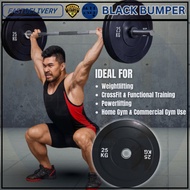 Black Rubber Plates Olympic Bumper Plates 5kg to 25kg Weightlifting Home and Gym Work-out