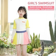 [12.5-40kg]Swimming suit kids girl muslimah long sleeve sun protection quick dry breathable color ma