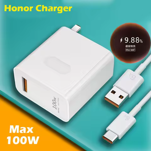 Honor SuperCharge Max 100W Charger EU/US/UK Plug Power Adapter 6A Type C Cable For Honor 70 60 Pro 5