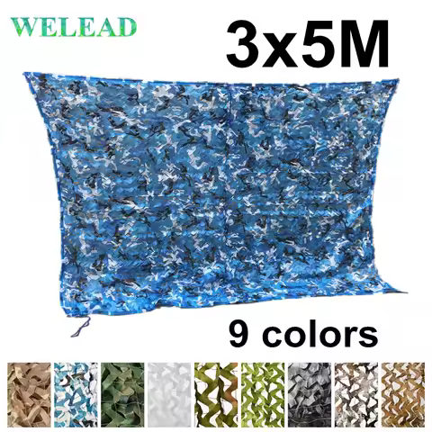 Welead 3x5M Reinforced Camouflage Nets White Blue Sand Black Garden Shade Hide Mesh Outdoor Awnings 