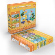 Thế Giới Khủng Long – Hộp 06 Bộ Tranh Xếp Hình 6 Cấp Độ 17x17cm Minh Châu C6-01