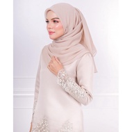 [preloved] 3in1 Grace kurung Hijabistahub, veil and bawal bridal drape champagne colour
