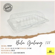 Clear mica rectangular roll cake container BG 135