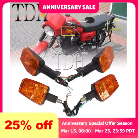 2x 4x 12V Motorcycle Front/Rear Turn Signal Indicator Light E3 Emark Turning Amber Yellow Flashing B