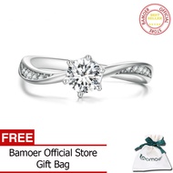 BAMOER 925 Sterling Silver Minimalist Geometric Twisted Finger Ring Pave Setting CZ Band for Women E