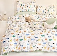 MEJU Jungle Animals Whale Zebra Monkey Tiger Modern Cute Duvet Cover 100% Cotton Bedding Set with Zi