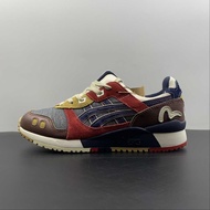 Evises denim X Asics Gel Lyte III emas metalik merah