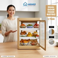 AKAKO 3-Tier Bistro Food Cabinet - Plastic Food Storage - White Plastic Closed Food Cabinet - Akako 