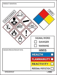 NMC 4" x 3" GHS Secondary Container Label, 4.0"H x 1.0"L