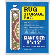 Plastic Rug Storage Bag with Zip Tie,4 Mil Heavy Duty Carpet Wrap Bag, Fits Rolled Carpet Up to 9 x 