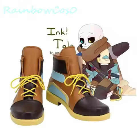 Undertale Inksans Brown Shoes Boots Cosplay Shoes Boots Game Anime Halloween RainbowCos0 W1226
