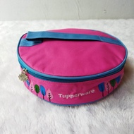 Tas bekal Crystalwafe Tupperware motif daun resleting bunga es ( HANYA TAS )