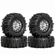 4PCS Aluminum Alloy 1.9 Inch Beadlock Wheel & Rubber Tyre Set 95mm / 3.75" OD for 1/12 RC Crawler LC