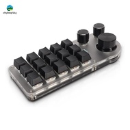 15 Keys 3 Knobs Macro Programmable Keyboard, 3 Connection Modes One Handed Macro Mechanical Keyboard