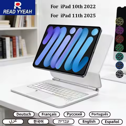 Bluetooth Magic Keyboard Case For iPad A16 10th 2022 11th 2025 Wireless Backlit Tablet Case Spanish 