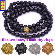 [Fate of Water, Wood] Rosary Set of 108 Black Stone Beads 6 Cups, 8 Cups, 10 Cups Stainless Steel Lo