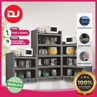 【DJ】Rak Dapur Penyimpanan Serbaguna dengan Roda | Rak Kabinet Microwave Oven Bebas Habuk