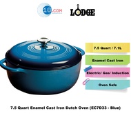 Lodge EC7D33 - 7.5QT Enamel Cast Iron Dutch Oven with Lid - Premium Blue Cookware for All Stovetops