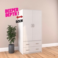 Furniture Mart FACILE Deeper Depth 2 Door 2 Drawer Wardrobe Cabinet Almari wardrobe wardrobe cabinet Almari baju wardr