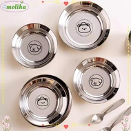MOLIHA Round Plates, Reusable 304 Stainless Steel Mini Plates,  Shockproof 14/16CM Tableware Childre