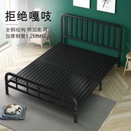 Metal Bed Frame Single Foldable Bed Single Light Luxury  Delivery To SG Stitching Iron Bed Widen and Thicken Bed Small Apartment Dual-Use Durable and Stable 单人床