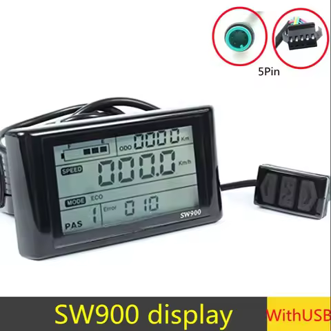 SW900 LCD Display, Lithium No.2 Protocol Electric Bicycle Ebike Accessories, 5 Pin Waterproof Connec