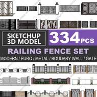 SketchUp | 3D Model Modern Railing Fence, Gate, 334 for home interior design software | Exclusive Ma