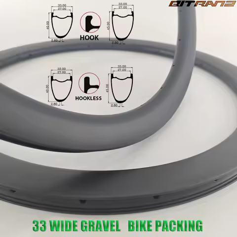 700c Gravel Bike Road Carbon Rim 33mm 27mm Wide Asymmetric 40mm 45mm Tubeless Hook Hookless 16 18 20