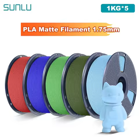 SUNLU 5KG PLA Matte 3D Printer Filament 1.75mm 1000g Spool (2.2lbs) Neatly Arranged No Knot Filament