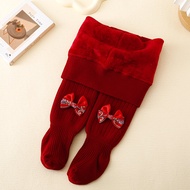 ถุงน่องเด็กผู้หญิง Uamtor Winter New Year 1 Year Old Red Ultra-Thick Big PP Baby เด็กผู้หญิง Base La