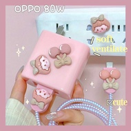 OPPO Cute Cartoon Pink Cherry Girl Charger Cover Cable Protector for oppo Reno8T 5G Cover Cable Prot