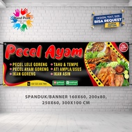 Spanduk Banner MMT  Warung Makan Pecel Lele Pecel Ayam & Seafood Outdoor Bisa Request Desain