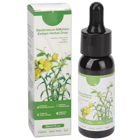 Dendrobium Mullein Herbal Extract Drops Clear Breath Mucus Lung Support Serum for Health Care 30ml C