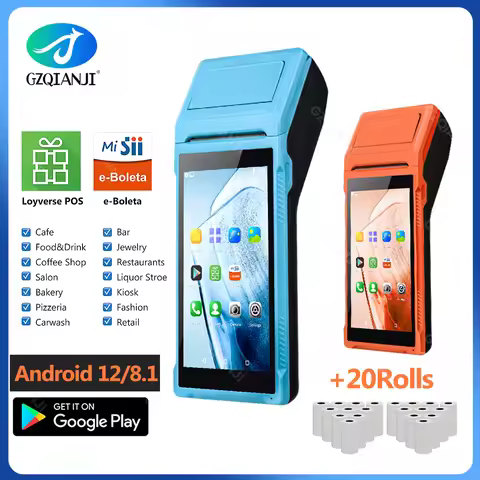 4G 3G Android 12/8.1 PDA POS System & 58mm Thermal Printer Bluetooth WiFi Handheld POS Terminal 5.5'