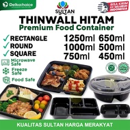 THINWALL Black Food Container Black Rectangle Round Catering Plastic Container Take Away