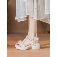高跟鞋 2024 新款 高跟鞋 Apricot Bow-Heeled Platform Sandals - 2025 New Style for Women