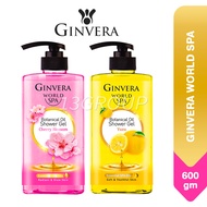 Ginvera World Spa Botanical Oil Shower Gel Body Wash Scrub Cherry Blossom Yuzu, 600g