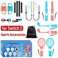 Sports Accessories Set for Switch 2 15 in 1 Family Accessories Kit for Switch2 Sports Games Tennis R