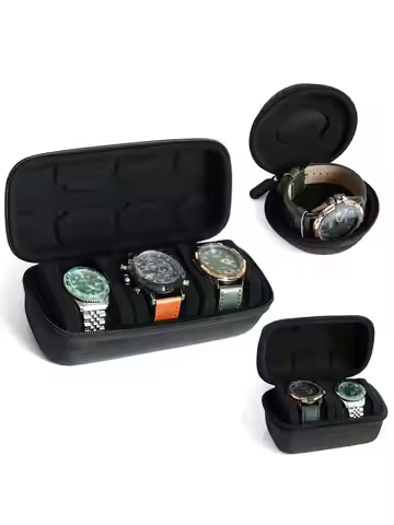 Portable Watch Travel Box Men's Watch Box Black 3 Slots Watch Scroll Travel Box Storage Box Display 