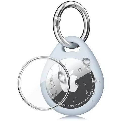 Waterproof TPU Cover for Apple Air tag Holder with Keychain Protective Shell Tracker Anti-scratch Sl