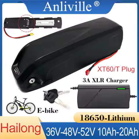 Hailong Battery 36V/48V/52V 10Ah 12Ah 15Ah 20Ah 18650 Lithium Battery Pack 250W-1000W Motor For E-Ve